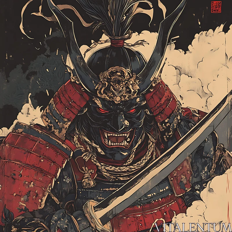 AI ART Armored Samurai with Sword