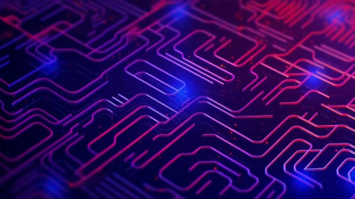 Digital Circuit Board and Blue Light Background | Fluid Lines and Curves