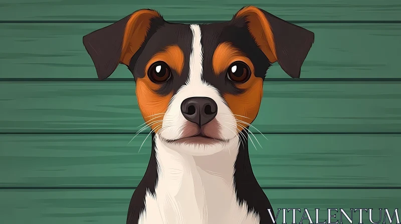 Illustrated Portrait of a Cute Dog AI Image