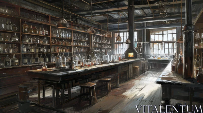 Enchanting Old-Fashioned Laboratory and Workshop | Scientific Instruments and Glassware AI Image