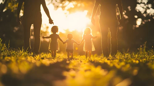 Family Sunset Stroll: A Moment of Love