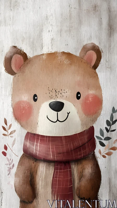 Charming Bear Art in Autumn AI Image