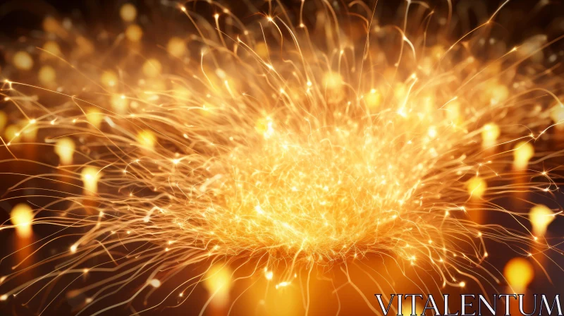 Golden Sparkles and Fireworks Against Black Backdrop AI Image