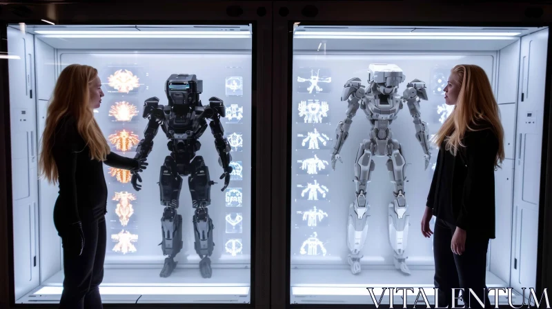 Intricate Robots Display: Concept Art in 32k UHD AI Image