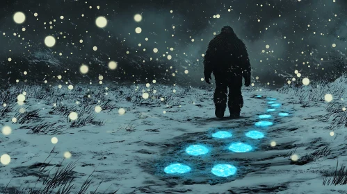 Glowing Footprints in the Snow