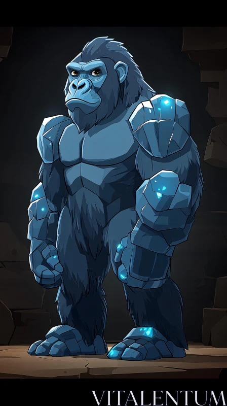 Blue Armored Robotic Gorilla AI Image