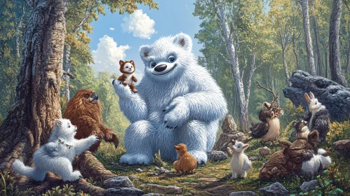 Forest Friends: A Bear's Enchanted Gathering