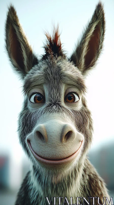 Smiling Animated Donkey AI Image