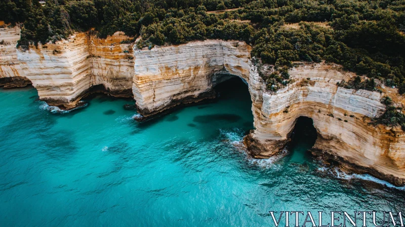 Majestic Cliffs and Clear Blue Sea AI Image