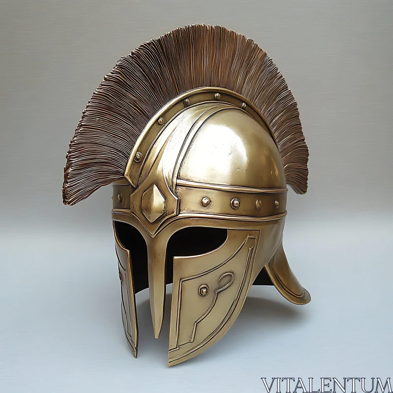 Antique Bronze Helmet with Crest AI Image