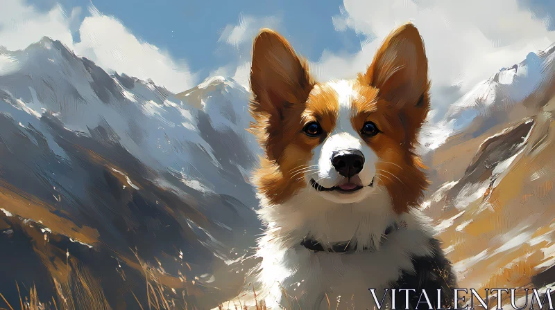 AI ART Corgi Adventure in the Mountains