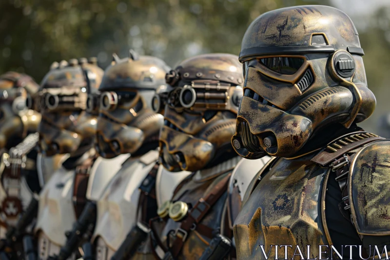 AI ART Aged Bronze Stormtroopers in Formation