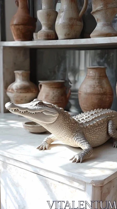 Crocodile Ceramic Art AI Image