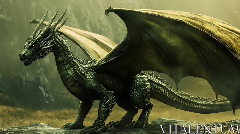 AI ART Green Dragon Fantasy Art