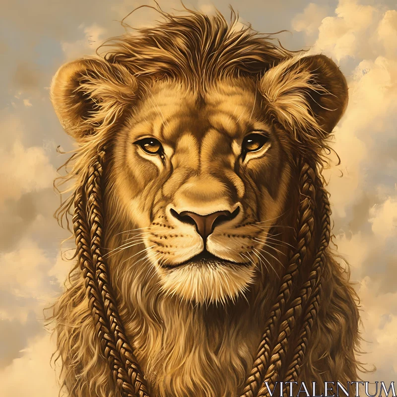 Braided Lion Art AI Image