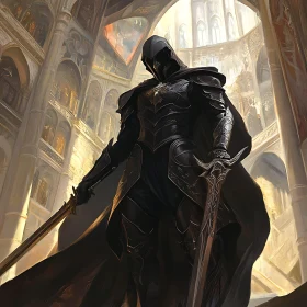 Dark Knight with Swords Illustration