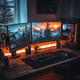 High-End Gaming Desk Setup with Stunning Visuals