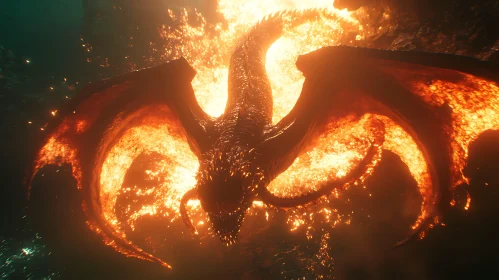 Dragon engulfed in flames