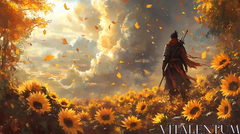 AI ART Sunflower Field Warrior