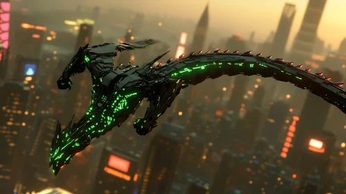 Mechanical Dragon in Urban Flight