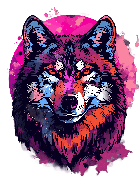 POD Design Vivid Wolf Art for Apparel