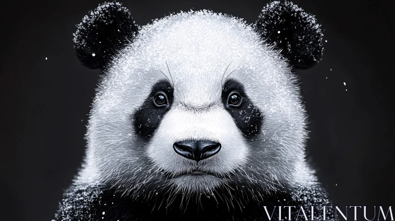 Panda Portrait in Snow AI Image