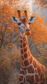 Giraffe in Autumn Foliage