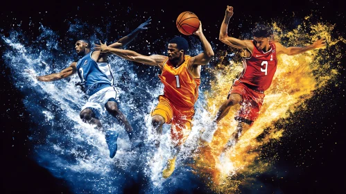 Mid-Air Basketball Players
