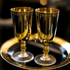 Luxury Gold Glasses on Black Plate