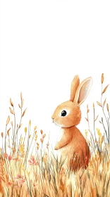 Charming Rabbit Illustration in Grass