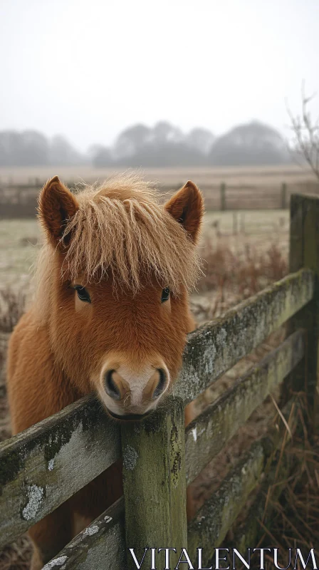 Charming Pony by the Fence AI Image