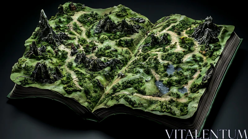 Miniature Terrain Book Art AI Image