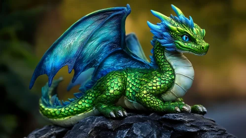 Green and Blue Dragon Sculpture