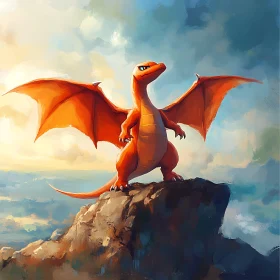 Orange Dragon on Mountain Top