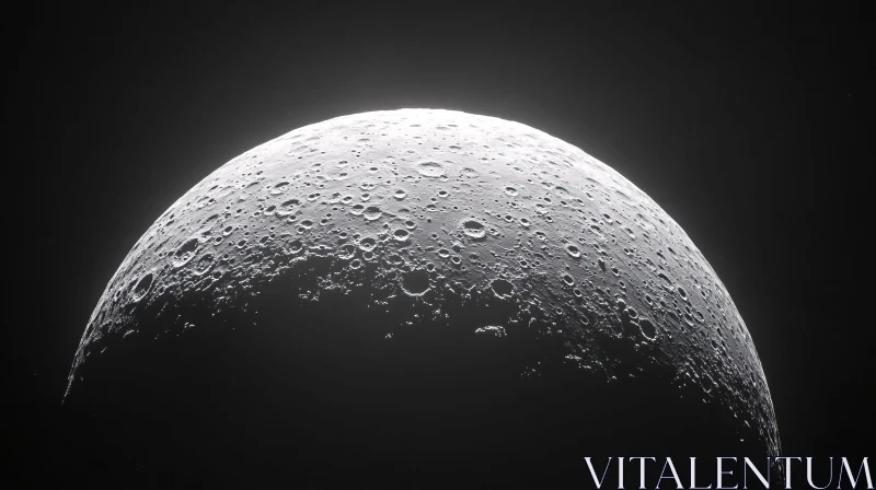 AI ART Lunar Surface in Monochrome