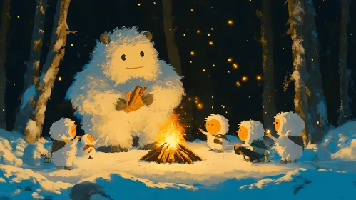 Winter Campfire with Yeti and Friends