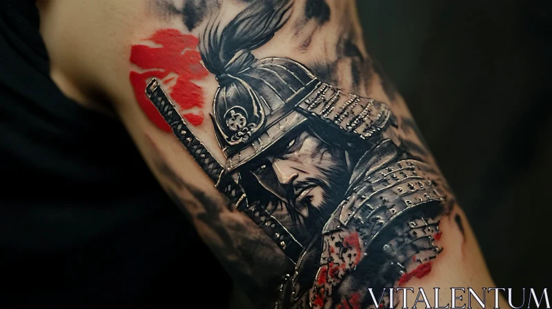 Arm Tattoo: Samurai Warrior in Ink AI Image