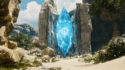 Mystical Crystal in Mountainous Terrain