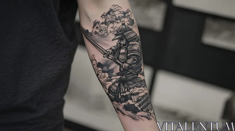 AI ART Samurai Warrior Ink Tattoo Design