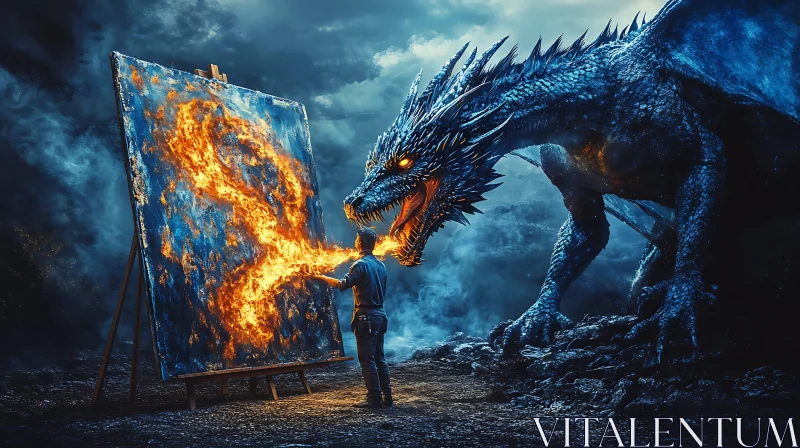 AI ART Fantasy Art: Dragon Fire Painting