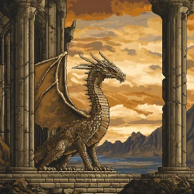 Stone Dragon Overlook Pixel Art