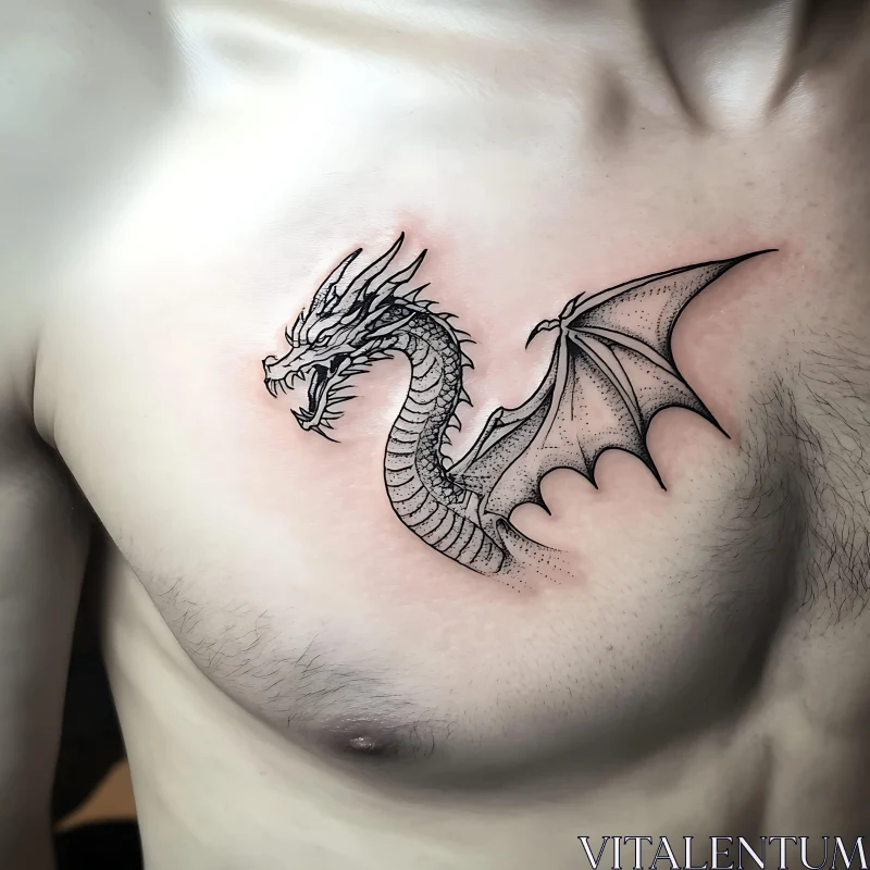 AI ART Black Ink Dragon Tattoo Design