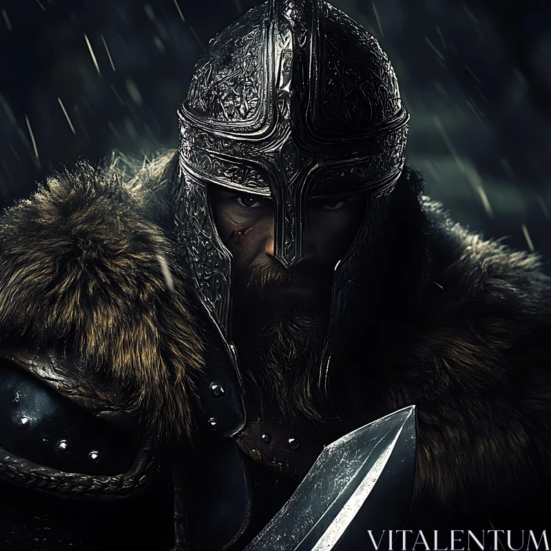 AI ART Fierce Viking Warrior with Sword