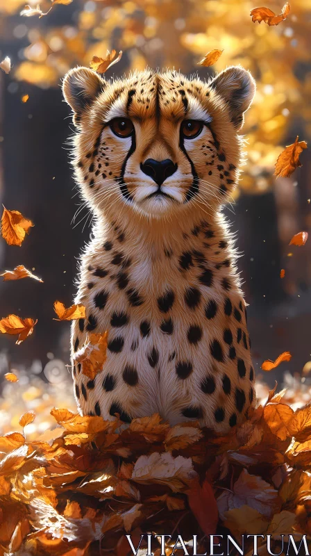 AI ART Young Cheetah in Autumn