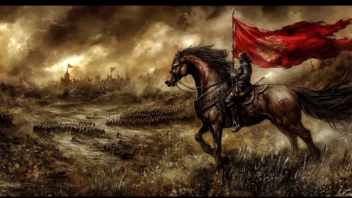 Warrior Leading Army into Battle Artwork