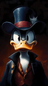 Elegant Cartoon Duck Portrait