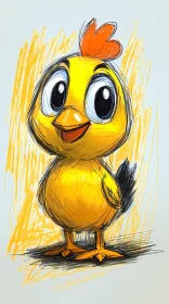 Playful Yellow Chick Illustration