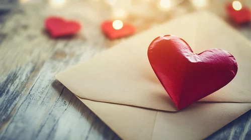 Romantic Heart on Envelope Still Life