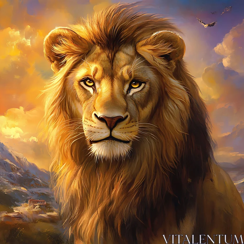 AI ART Golden Lion Artwork