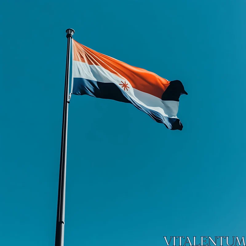 Patriotic Flag Against Blue Sky AI Image